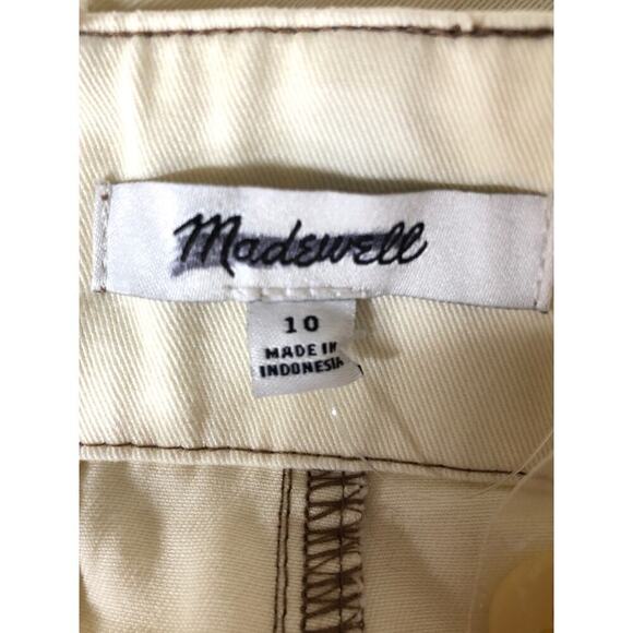 Madewell Button Tab Pants Wide Legs High Rise Denim Antique Cream NWT Size 10 - Picture 10 of 14